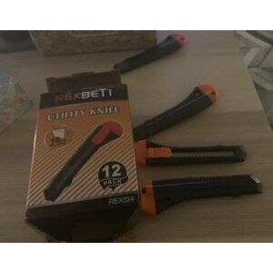 12-Pack 18mm Wider Razor Sharp Blade Utility Knife, Retractable Box Cutter